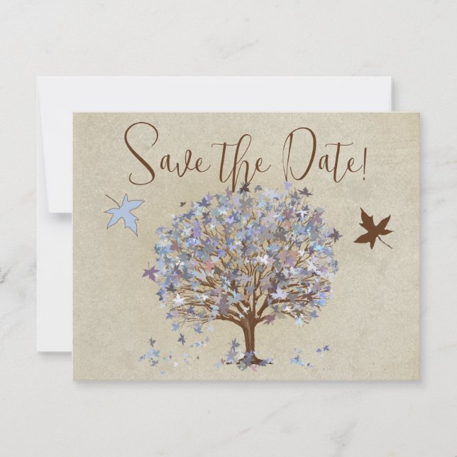 Arbre bleu et Brown Faire-part de mariage #2 (Devant)