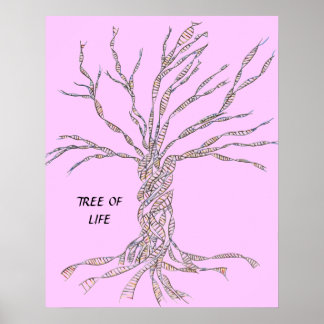 ARBRE D'ADN ou ARBRE DE VIE POSTER ROSE