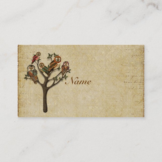 Arbre de carte de visite/d'étiquettes de hiboux (Dos)