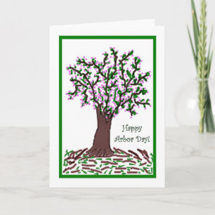 Arbre de floraison artistique de carte de journée