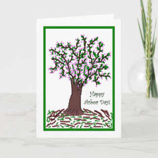 Arbre de floraison artistique de carte de journée