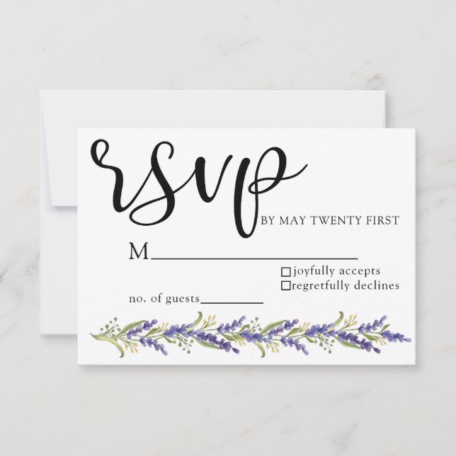 Arbre de glycine aquarelle violet RSVP de mariage (Devant)