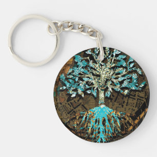 Arbre de la vie avec des couleurs vertes et bleues