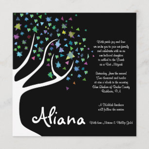 ARBRE DE LA VIE avec STARS Bat mitzvah Invitation