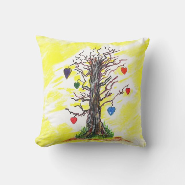 Arbre de l'amour Coussin Jaune (Recto)