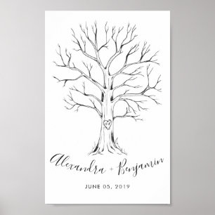 Arbre de mariage livre d'or dessiné à la main