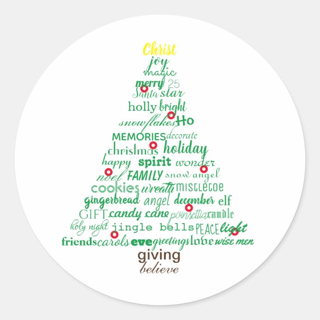 Arbre de mots de Noël - Sticker en cercle (Devant)