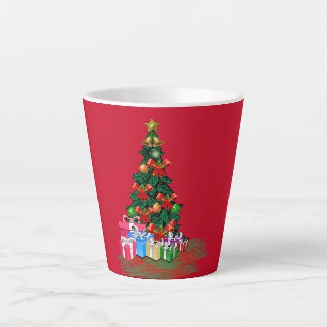 Arbre de Noël 2021 Mug en latte rouge (Devant)