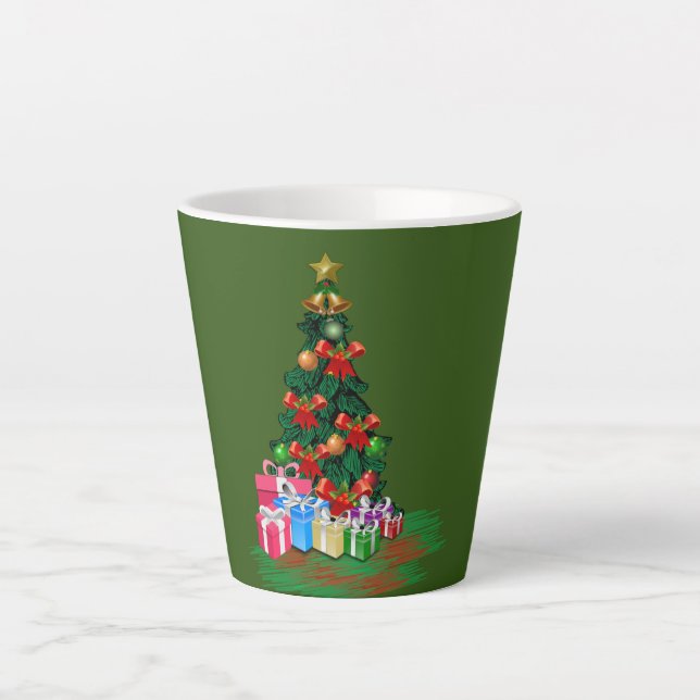 Arbre de Noël 2021 Mug en latte vert (Devant)