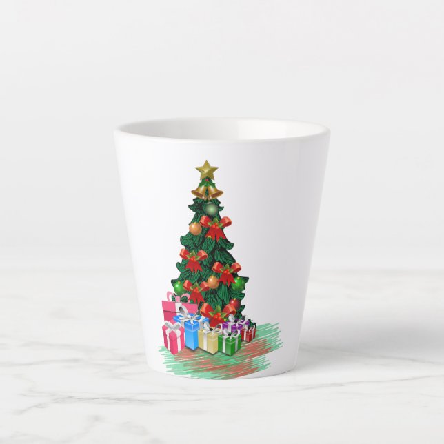 Arbre de Noël 2021 Mug latte blanc (Devant)
