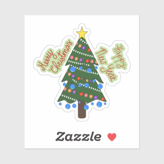 Arbre de Noël avec autocollant d'ornements (Feuille)