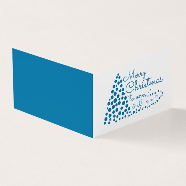 Arbre de Noël bleu, carte de Noël photo familiale (Extérieur)