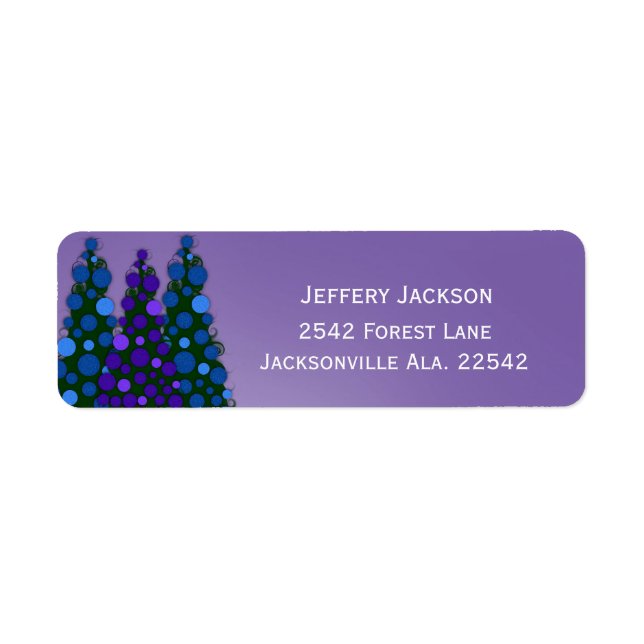 Arbre De Noël Bleu Et Violet Étiquettes de adresse (Devant)