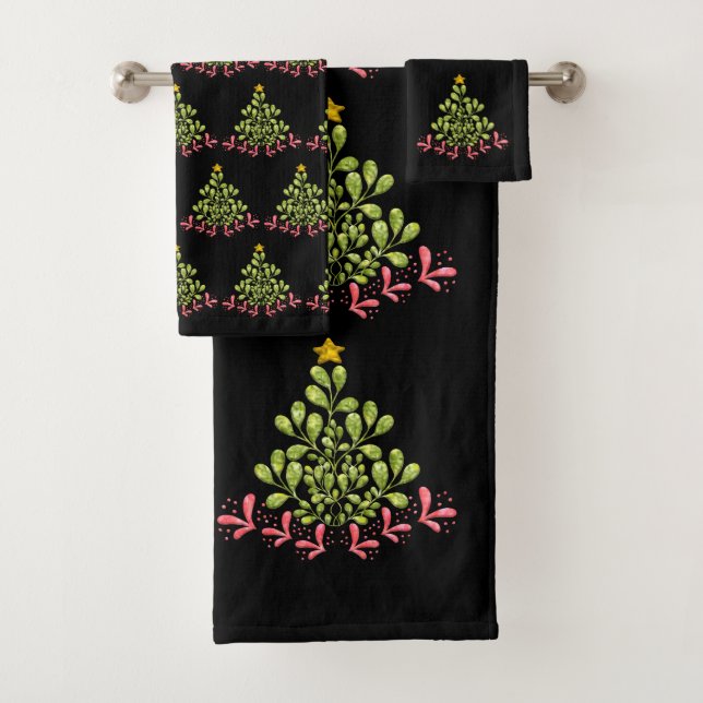 Arbre de Noël couleur aquarelle en noir (En situation)