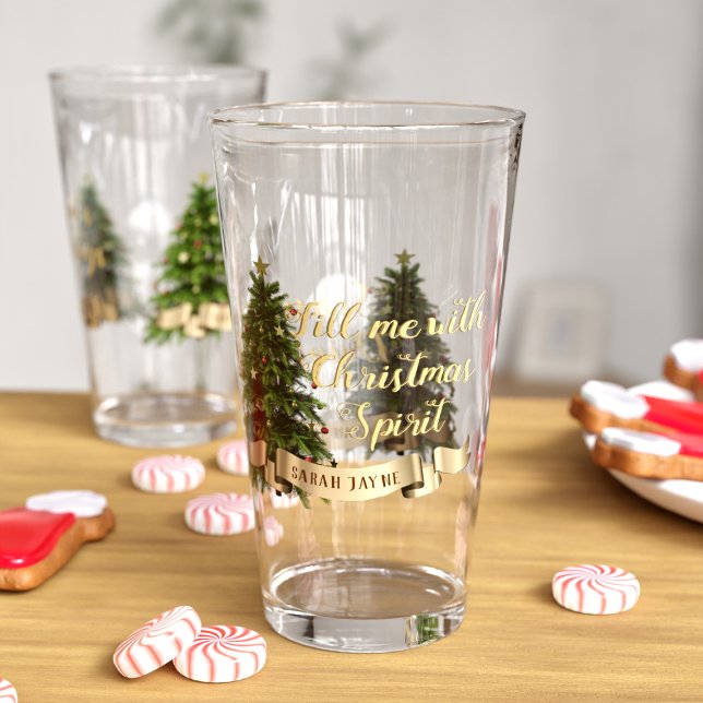 Arbre de Noël Custom Funny Verre de vacances (Fill her up with festive spirit! Just add your name and funny quote)