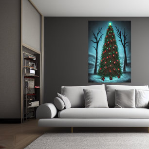 Arbre de Noël dans la forêt noire AI Art Poster