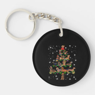 Arbre De Noël De Dachshund Couvert De Lampe De Feu