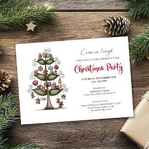 Arbre de Noël de dessin animé drôle invitation de