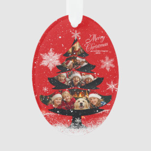 Arbre de Noël de famille photo enneigé joyeux Noël
