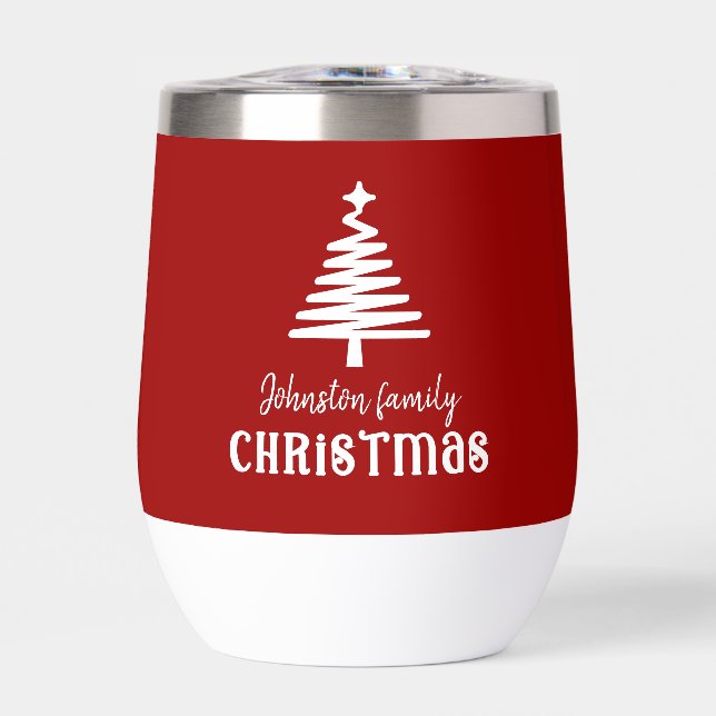 Arbre de Noël de la famille personnalisée rouge (Avant)