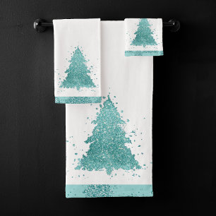 Arbre de Noël élégant   Luxe Aqua Mint Splatter