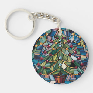 Arbre de Noël en verre coloré de style Tiffany