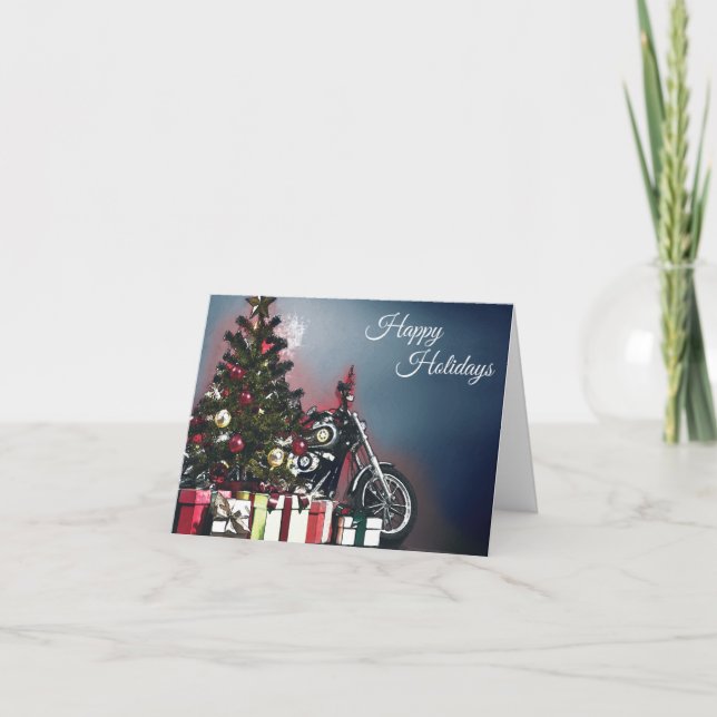 Arbre de Noël et carte de moto (Devant)