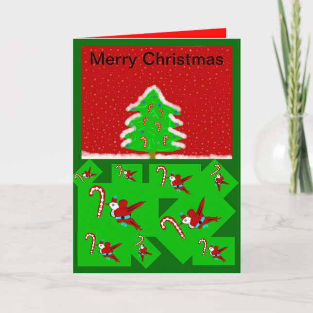 Arbre de Noël et carte des colibris de père Noël (Devant)