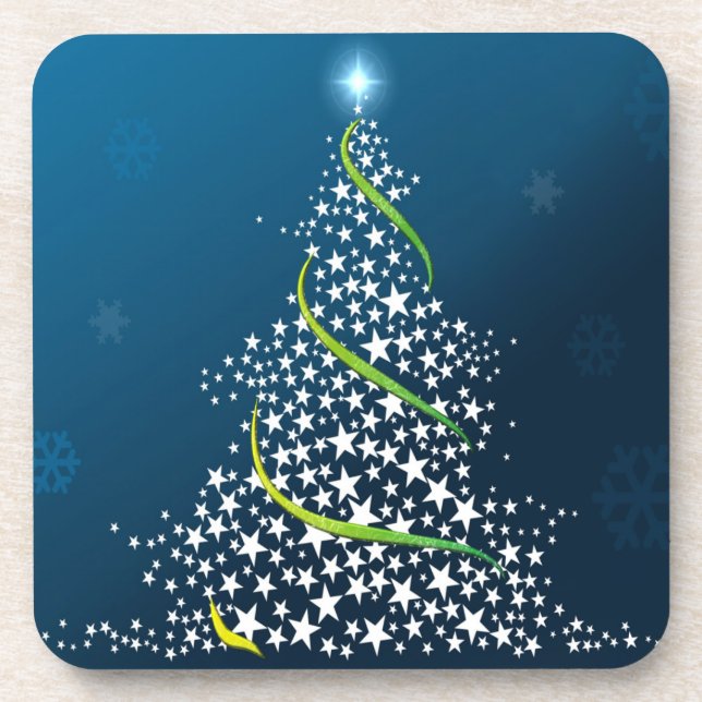 Arbre de Noël étoilé sur Dessous de verre de liège (Devant)