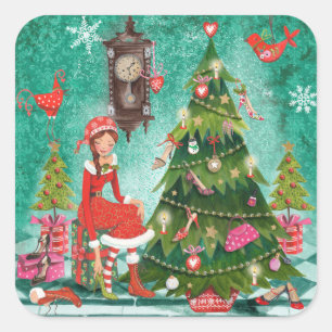 Arbre de Noël féminin   Autocollant