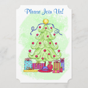 Arbre de Noël Green Custom Invitation Open House