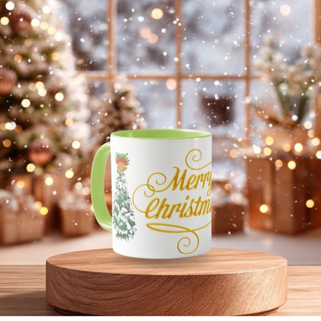Arbre de Noël joyeux aquarelle mug personnalisé (Créateur téléchargé)