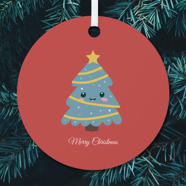 Arbre de Noël Kawaii Ornement métallique (Kawaii Christmas Tree Metal Ornament)