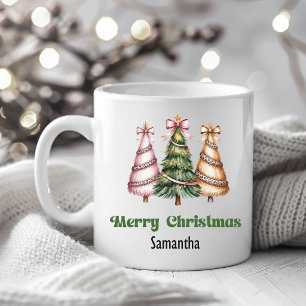 Arbre de Noël Léopard Luxe Mug Nom Personnalisé