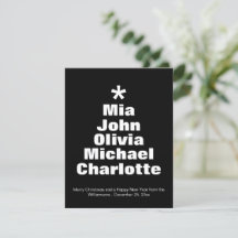 Arbre de Noël noir et blanc carte de noms personna