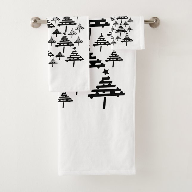 Arbre de Noël noir et blanc élégant (En situation)