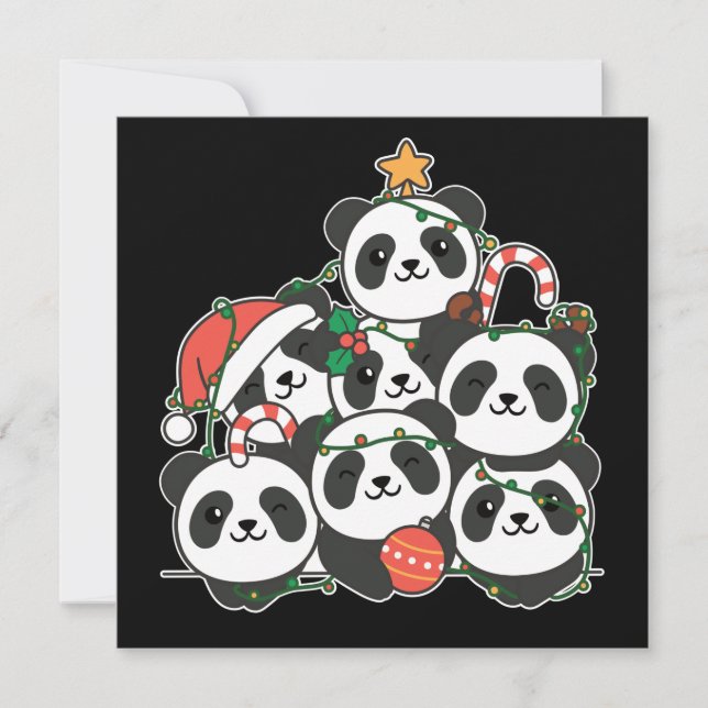 Arbre de Noël Panda Invitation de Noël d'animaux d (Devant)