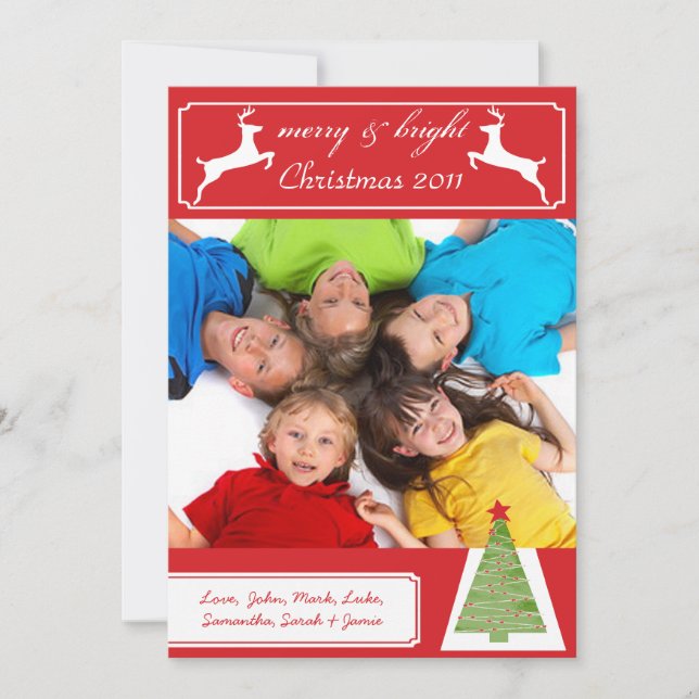 Arbre de Noël Reinder Votre carte de Noël photo (Devant)