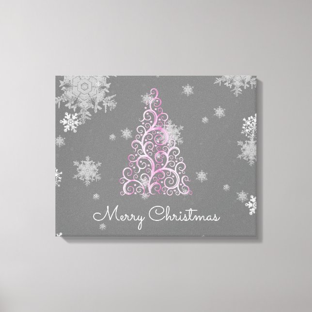 Arbre de Noël rose et toile de flocon de neige (Recto)