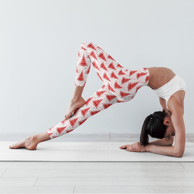 Arbre de Noël Rouge Motif Design Leggings (Créateur téléchargé)