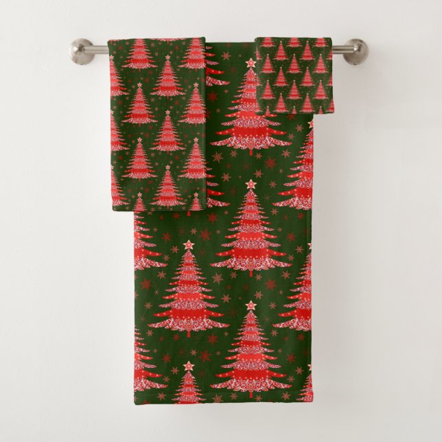 Arbre de Noël Rouge Vert Motif Design (En situation)