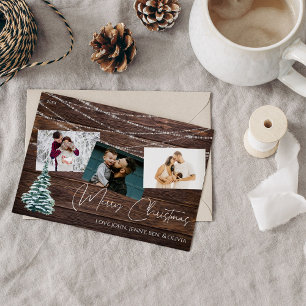 Arbre de Noël rustique 3 Photo & Lumières, Carte B