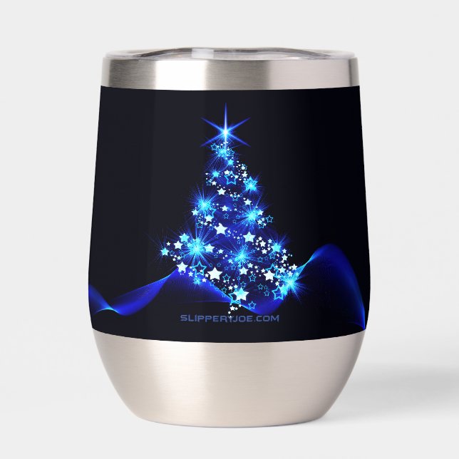 arbre de Noël stylisé SlipperyJoe bleu brillant s (Arrière)
