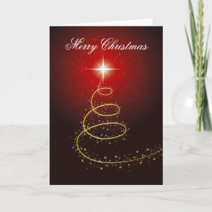 Arbre de Noël sur la carte rouge rougeoyante