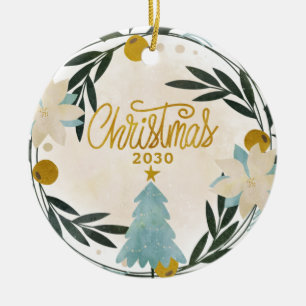 Arbre de Noël turquoise en or céramique ornement e
