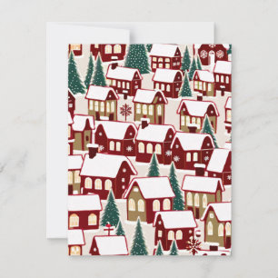 Arbre de Noël village de Noël neige carte RSVP