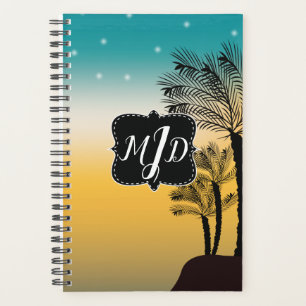 Arbre de palmier ombre avec étoiles colorées