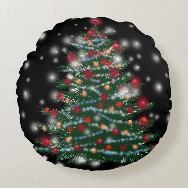 Arbre de vacances Brossé Coussin rond (Devant)