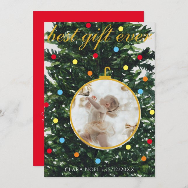 Arbre de vacances et Faire-part de naissance d'orn (Devant / Derrière)