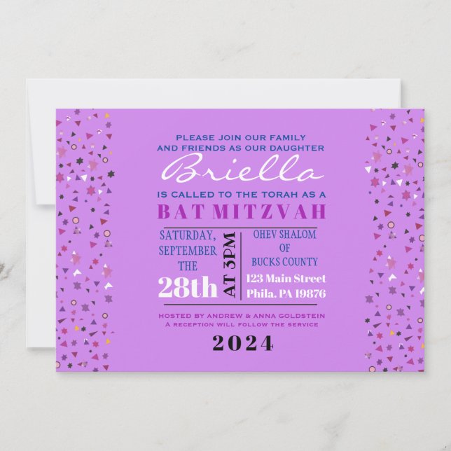 Arbre de vie Abstact Bat mitzvah Invitation Or (Devant)